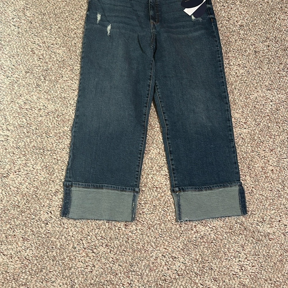 Scoop NYC Blue Straight Leg Jeans with Distressed Details - Picture 4 of 6